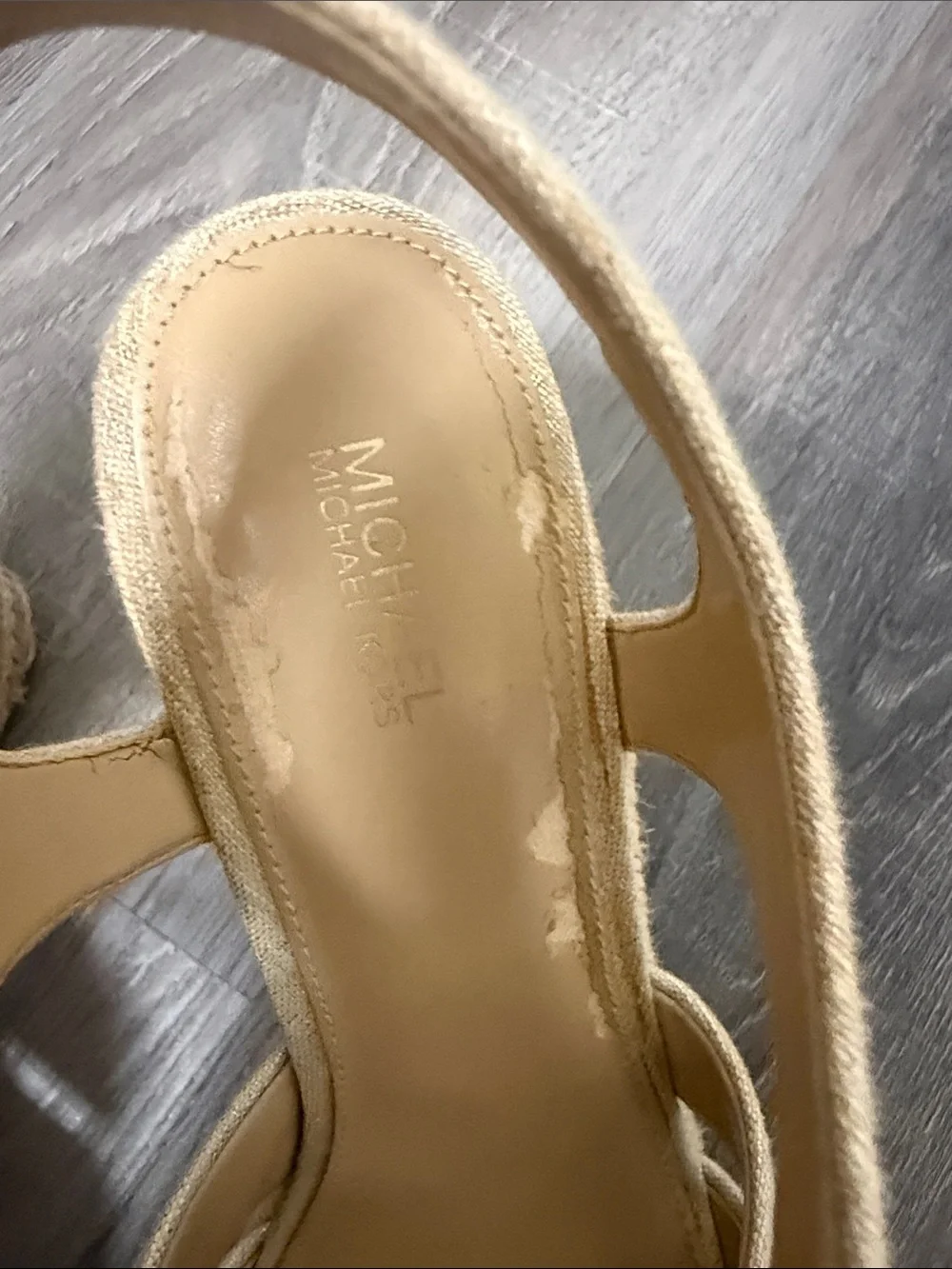 Michael Kors Beige Espadrille Front-Zip Wedge Sandals 8.5